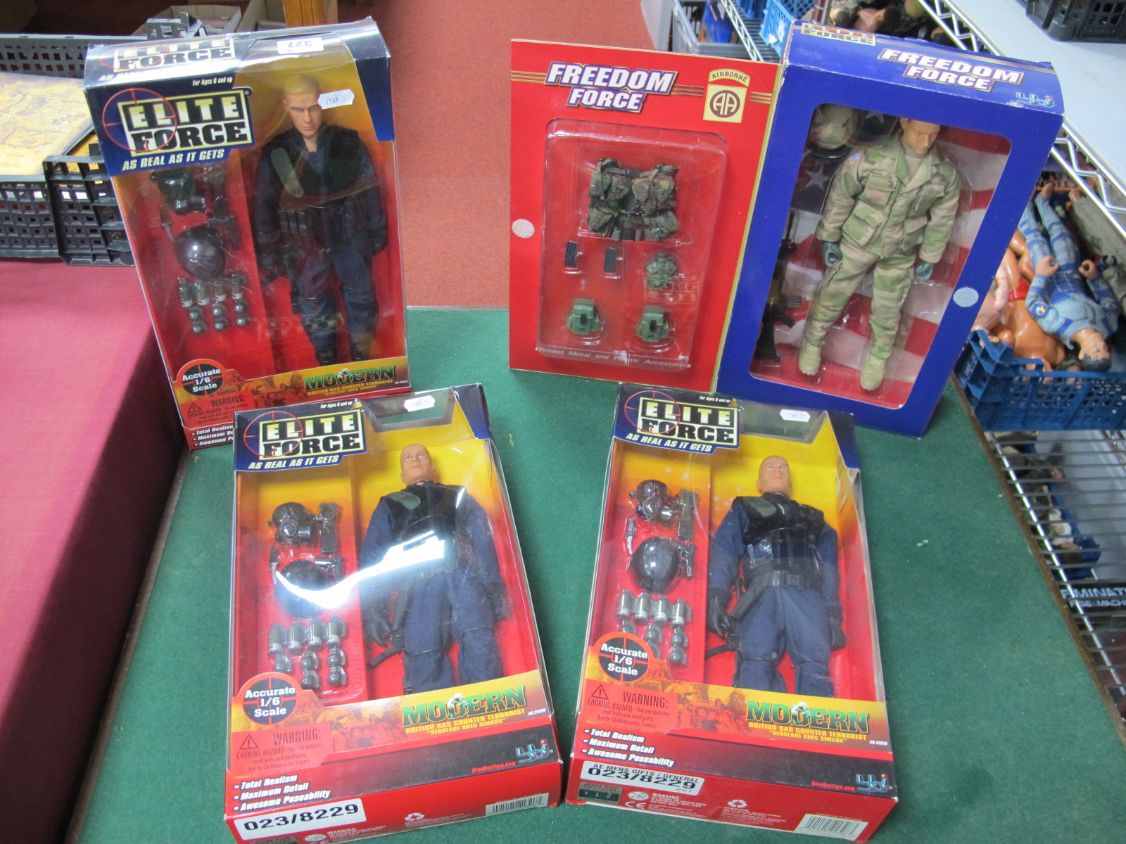 Four Elite Force 1:6th Scale Plastic Action Figures, by Bluebox, comprising of British SAS Counter