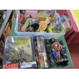 Four Boxed Planet of The Apes Figures, by Hasbro, plus package memorabilia and figures, etc.