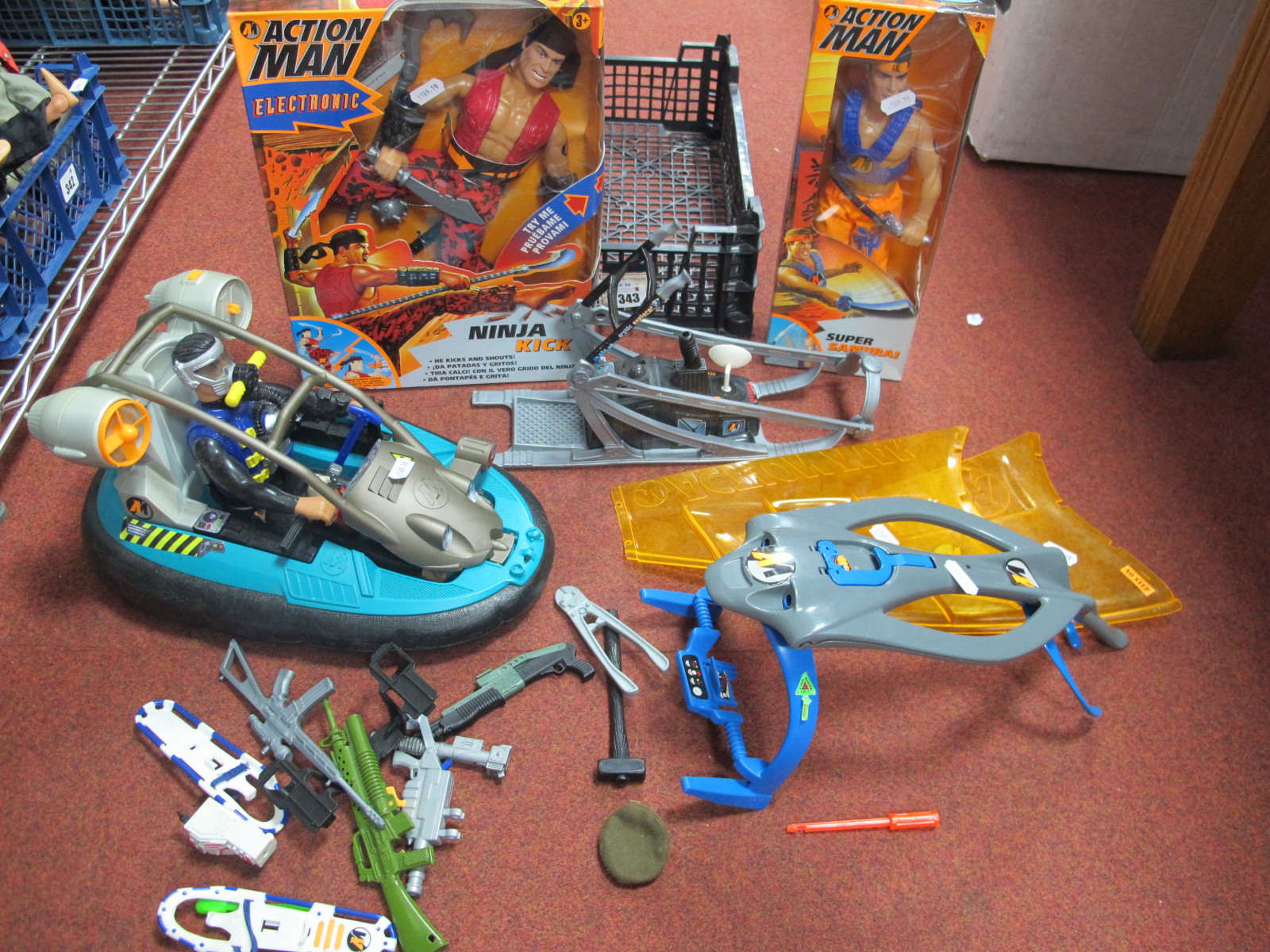 Two Boxed Action Man Figures - Super Samurai plus Ninja Kick; plus Action Man in a Power Boat with