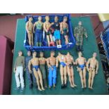 Approximately Ten Posable Flash Action Figures, and parts.