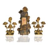 A MAURICE MAIGNAN BRONZE DORE GARNITURE