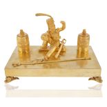 19TH CENTURY RUSSIAN GILT BRONZE INKWELL