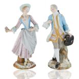 MEISSEN FIGURAL PORCELAIN GROUP OF VICTORIAN MAN AND WOMAN