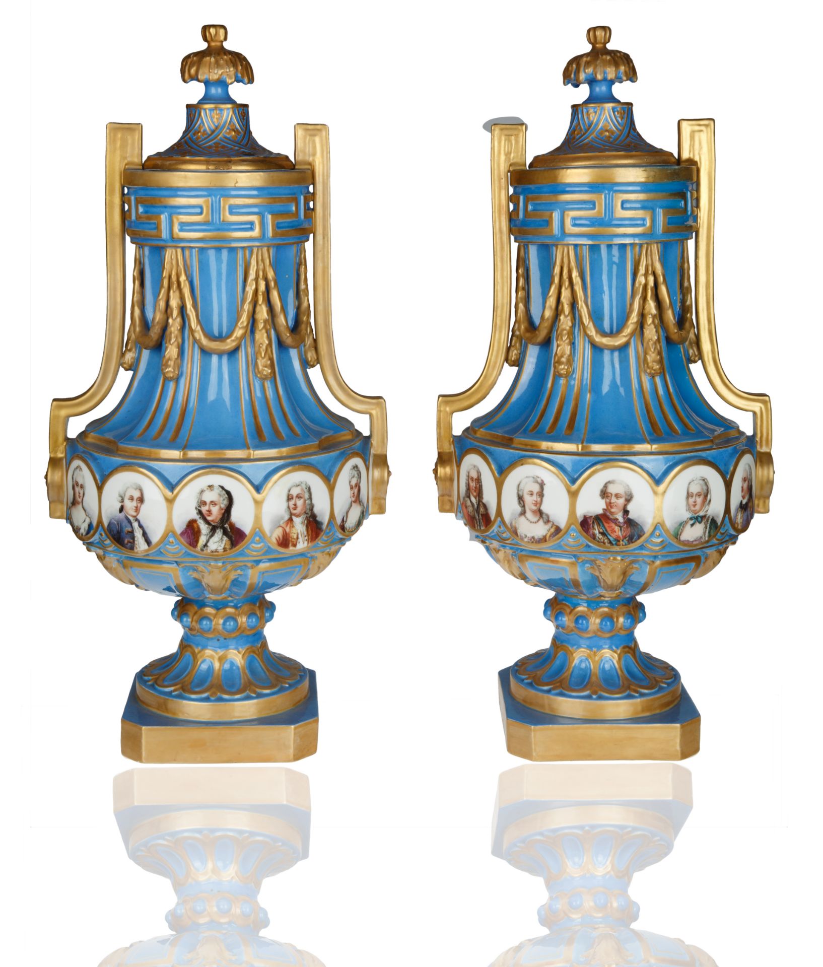 PAIR OF PORCELAIN 'NEAPOLITAN' SEVRES-STYLE VASES - Image 2 of 5