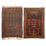 PAIR OF VINTAGE PICTORIAL BALUCH PRAYER RUGS