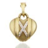 14KT GOLD 'HEART' AND DIAMOND PENDANT