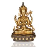 GILT BRONZE FIGURE OF AVALOKITESHVARA