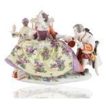 MEISSEN FIGURAL PORCELAIN GROUP 'HANDKISS GROUP' MODELLED AFTER J.J. KAENDLER