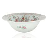 MID-19TH CENTURY LARGE FAMILLE ROSE PORCELAIN CANTON WARE PUNCH BOWL