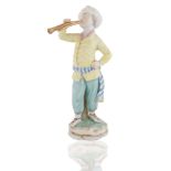 MEISSEN-STYLE 'TRUMPET PLAYER' PORCELAIN FIGURINE