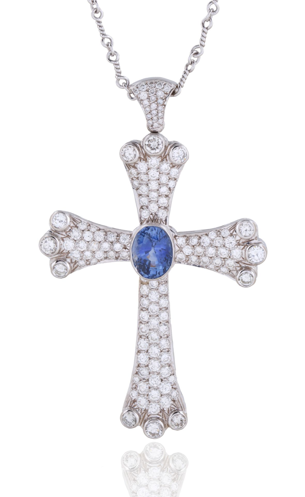 [ARMENIAN] ITALIAN DIAMOND AND SAPPHIRE CROSS PENDANT WITH MATCHING EARRINGS - Bild 3 aus 7