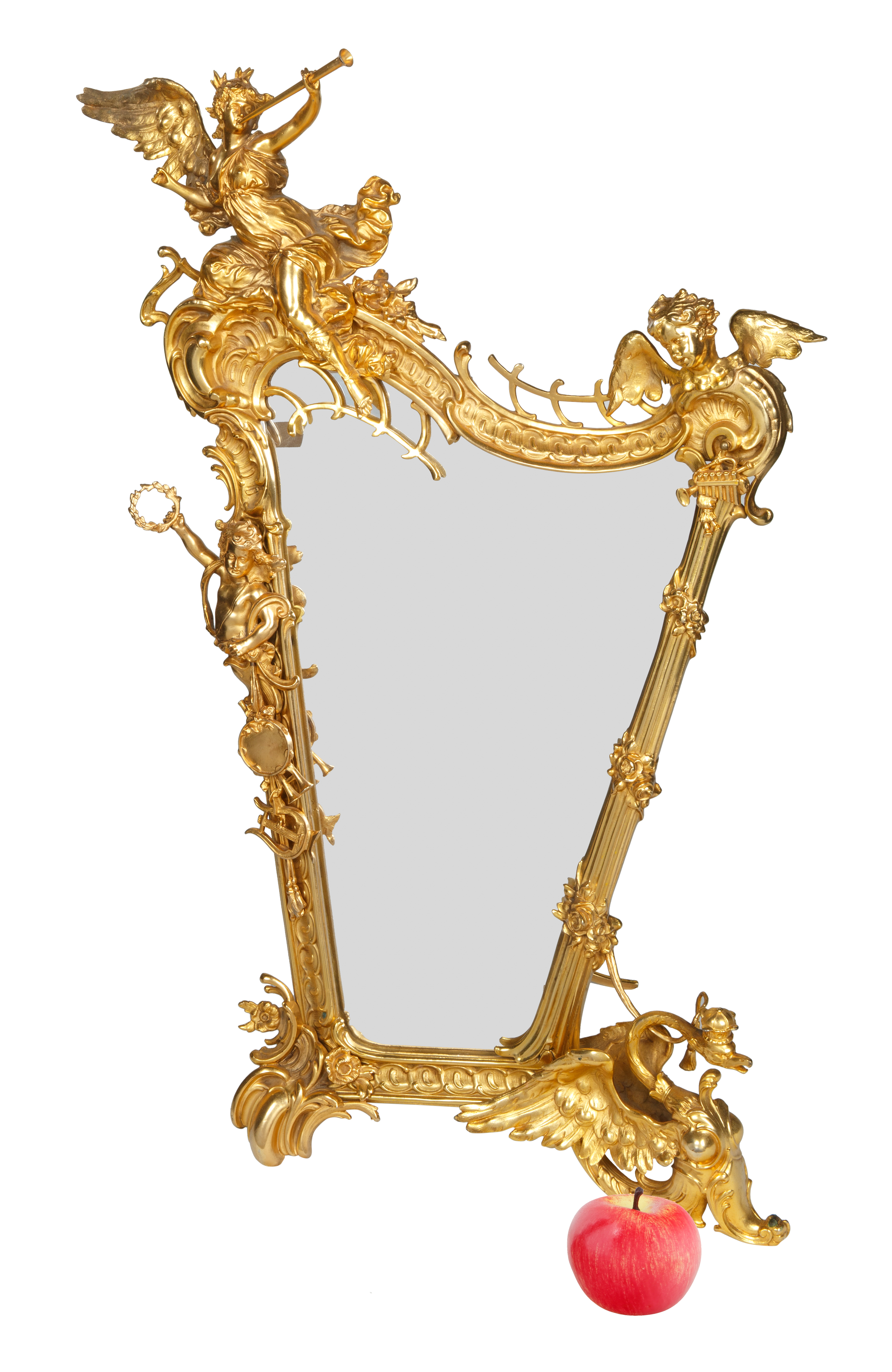 AN ORMOLU GILT BRONZE FRAMED TABLE MIRROR - Image 2 of 2