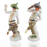 TWO MEISSEN FIGURES OF THE 'DANCING HARLEQUIN'