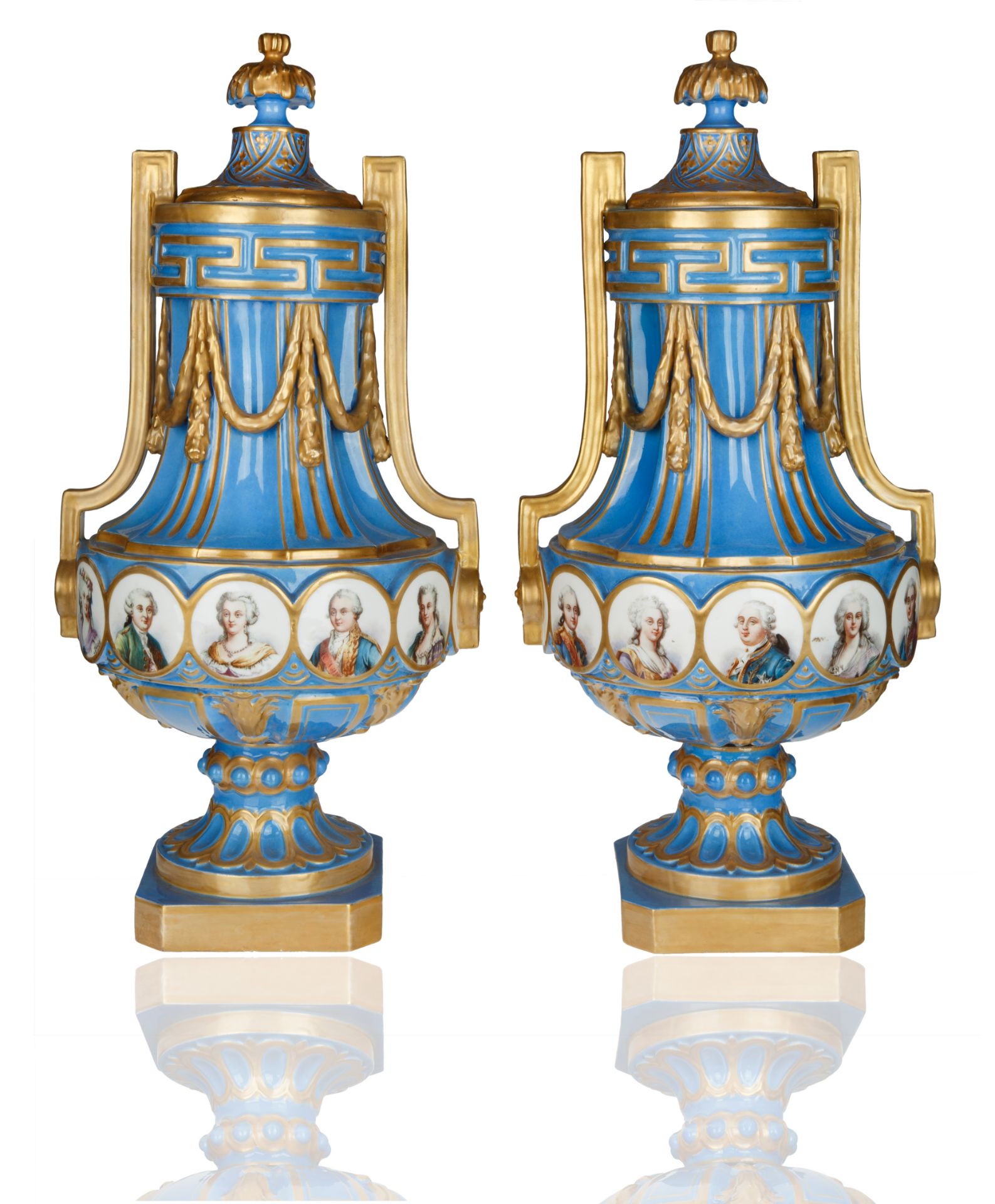 PAIR OF PORCELAIN 'NEAPOLITAN' SEVRES-STYLE VASES