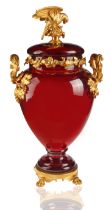 LARGE FRENCH GLASS AND GILT VASE