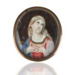 ENAMEL MINIATURE OF VIRGIN MARY