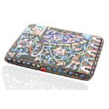 1908-1917 RUSSIAN SHADED CLOISONNE ENAMEL CIGARETTE CASE, MOSCOW