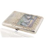 1908-1917 RUSSIAN SILVER AND EN PLEIN ENAMEL CIGARETTE CASE AFTER VIKTOR VASNETSOV, MOSCOW