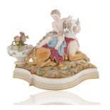 LARGE MEISSEN PORCELAIN GROUP OF 'SPHINX WITH CHILD'