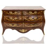 MARQUETRY COMMODE WITH GRANITE TOP