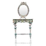 PORCELAIN-MOUNTED CONSOLE WITH FRAMED MIRROR