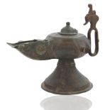 METAL OIL LAMP WITH ARABIC ENGRAVING