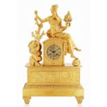 A LARGE FRENCH BRONZE DORE FORTUNA MANTLE CLOCK, MOST LIKELY CLEMENT A PARIS