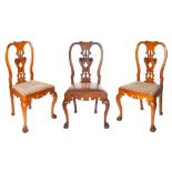 SET OF THREE PROVINCIAL GEORGE II FRUITWOOD SIDE CHAIRS, 18TH CENTURY