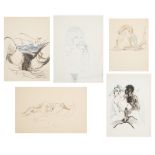 A GROUP OF FIVE EROTIC DRAWINGS AND WATERCOLORS BY EMIL GANSO (GERMAN 1895-1941)
