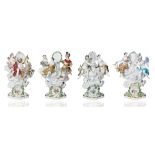 A GROUP OF FOUR MEISSEN PORCELAIN MYTHOLOGICAL FIGURE GROUPS, EMBLEMATIC OF THE SEASONS, MODELLED AF