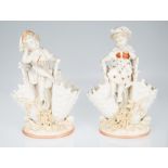 A PAIR OF PORCELAIN FIGURAL VASES, STYLE OF KPM