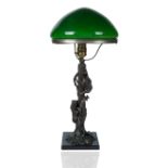 A RUSSIAN BRONZE LAMP CAST BY WOERFFEL CIRCA 1870-1900 AFTER NIKOLAI LIEBERICH (RUSSIAN 1828-1883)