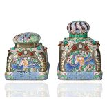 20TH CENTURY CLOISONNE ENAMEL SILVER GILT TEA CADDIES