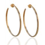 A PAIR OF CONTEMPORARY CARTIER 18K GOLD 'TRINITY' HOOP EARRINGS