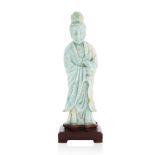 A CHINESE JADE GUANYIN BODHISATTVA FIGURE