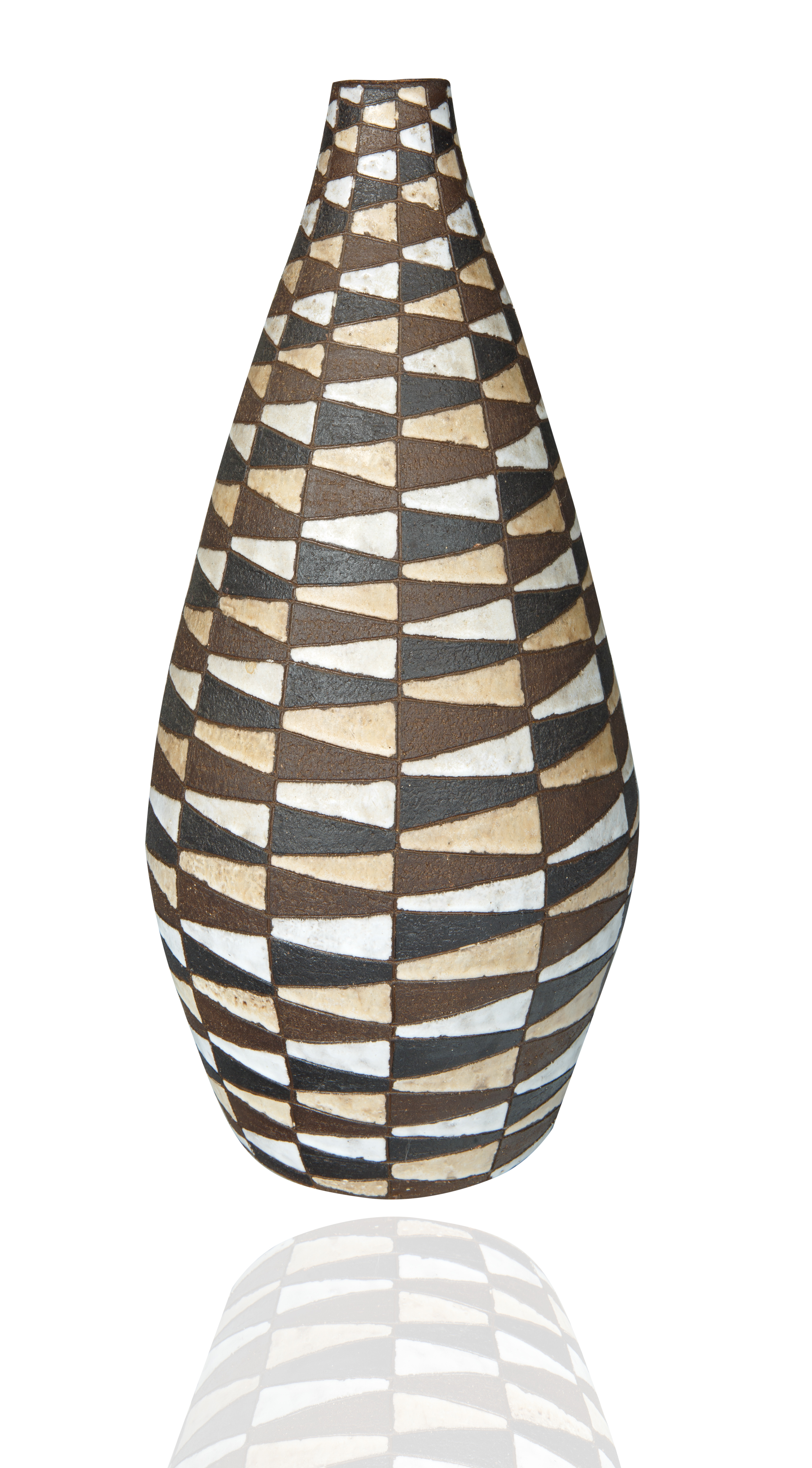 A KARE BERVEN FJELDSAA EARTHENWARE NORWEGIAN CHECKERED VASE