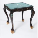 A CHINOISERIE AND BLACK LACQUERED OCCASIONAL TABLE