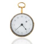 PAINTED AND BEJEWELED GOLD POCKET WATCH