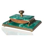 19TH CENTURY RUSSIAN MALACHITE AND ORMOLU BRONZE DESK SET