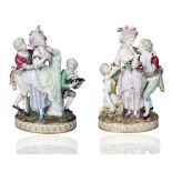 A SET OF MEISSEN PORCELAIN FIGURAL GROUPS, ONE THE DECISIVE CHOICE AND THE NOBLE DECISION, MODELLED