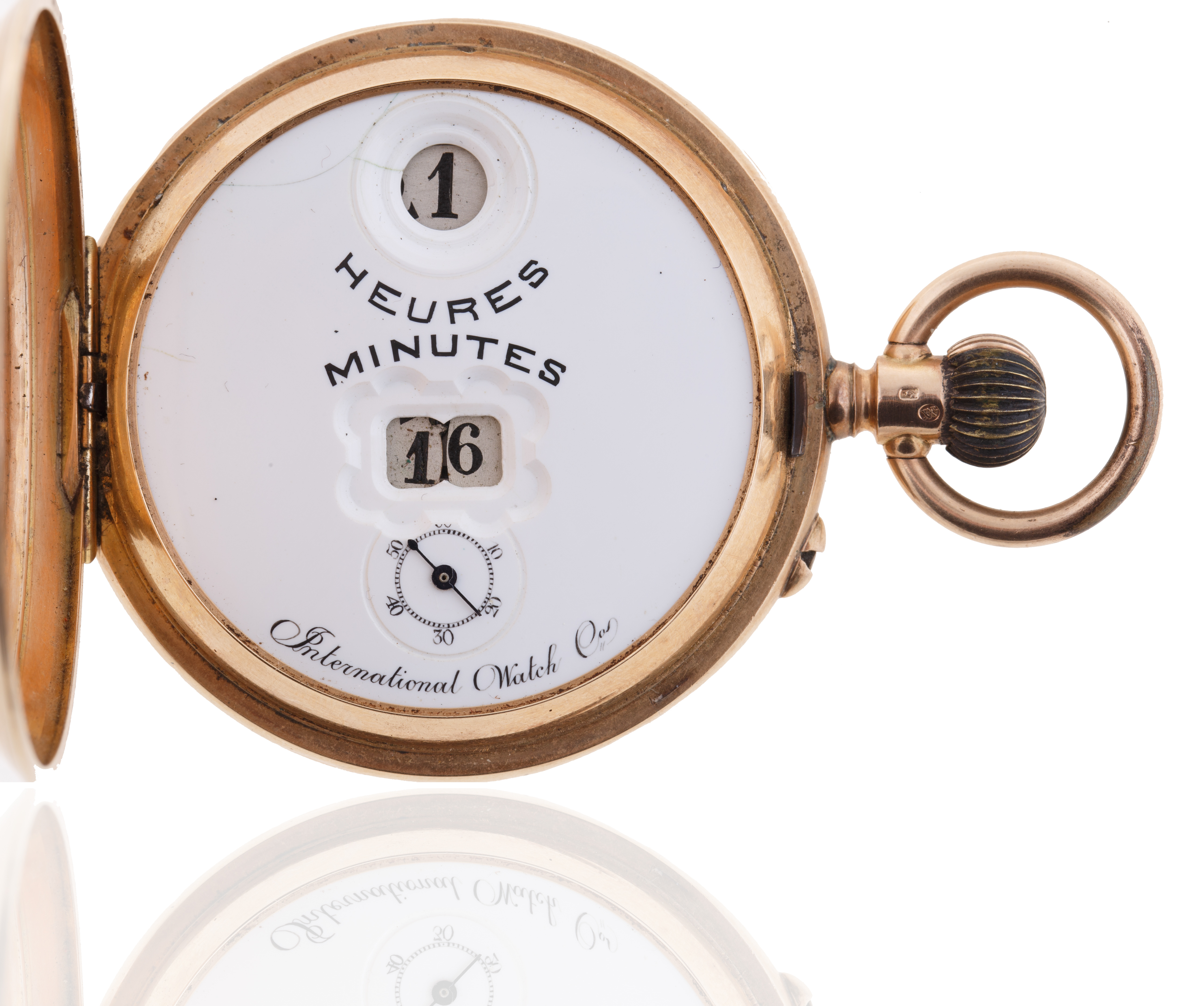 1880-1900 IWC PALLWEBER WHITE DIAL GOLD POCKET WATCH