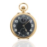 GOLD ZENITH POCKET WATCH WITH BLACK DIAL