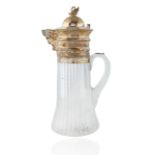 A BOLIN SILVER MOUNTED CRYSTAL PITCHER, WORKMASTER KONSTANTIN LINKE, RETAILED BY BOLIN, MOSCOW