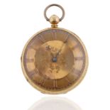 CIRCA 1840 ALL GOLD FLORAL ENGRAVED POCKET WATCH