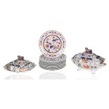 A TEN PIECE STONE CHINA PORCELAIN SET WITH TWO COVERED TUREENS, HICKS, MEIGH AND JOHNSON, STOKE-ON-T