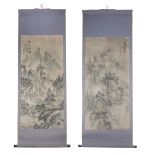 A PAIR OF CHINESE SCHOOL HANGING SCROLLS