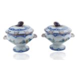 A PAIR OF TWO PORCELAIN SAUCE TUREENS, SPODE STONE CHINA, STOKE-ON-TRENT