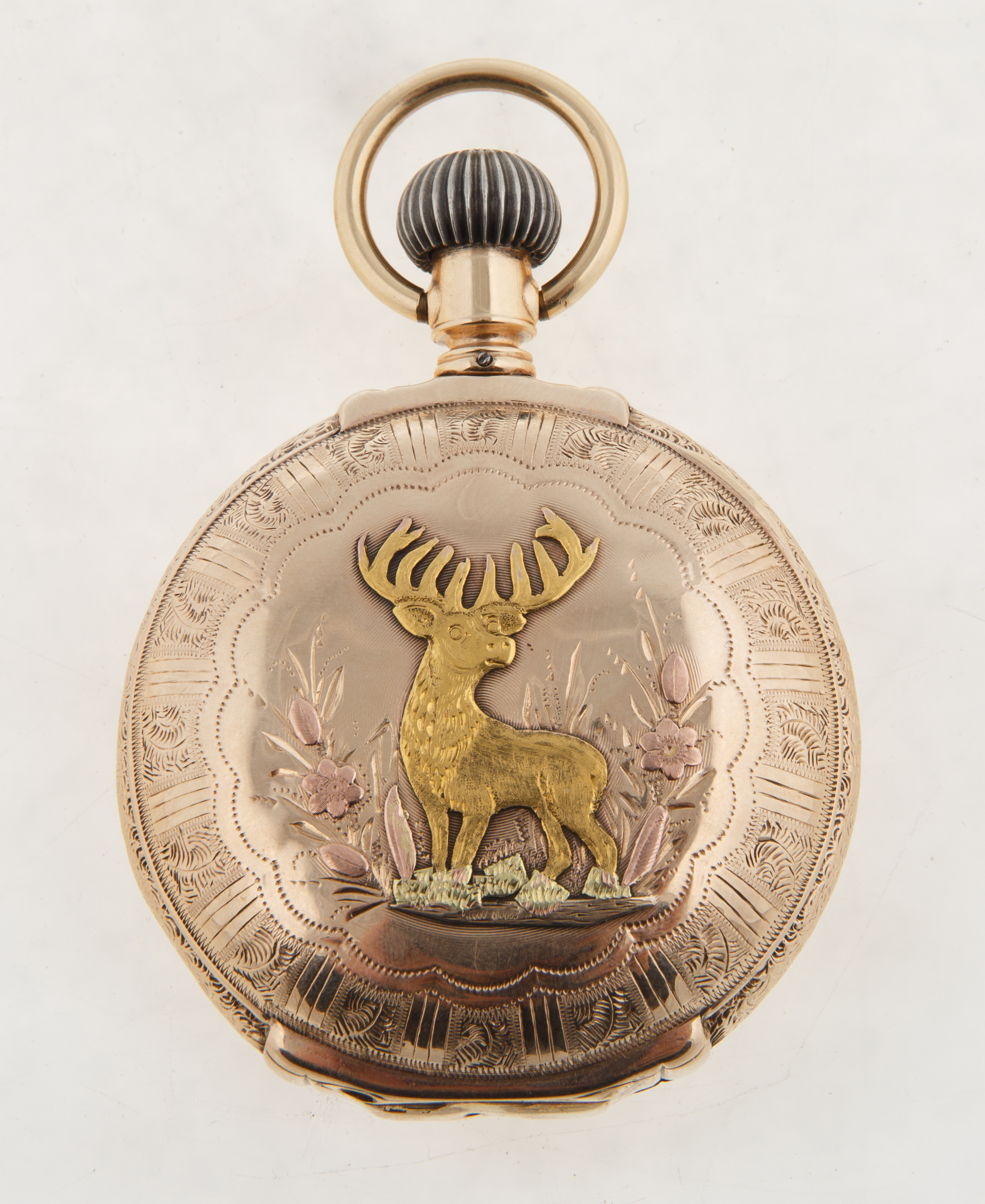 1867-1876 TRI-COLORED GOLD ELGIN POCKET WATCH - Bild 2 aus 6