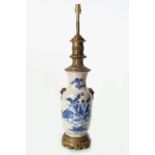 CHINESE BLUE & WHITE CRACKLE GLAZE TABLE LAMPS