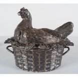 19TH-CENTURY SILVER PLATED HEN ON NEST